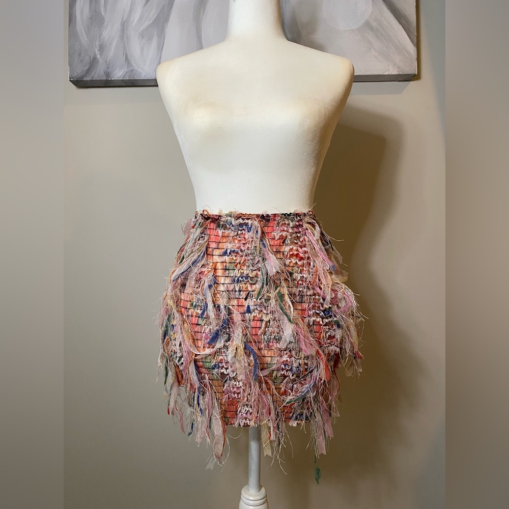 Multicolor Fringe Mini Skirt